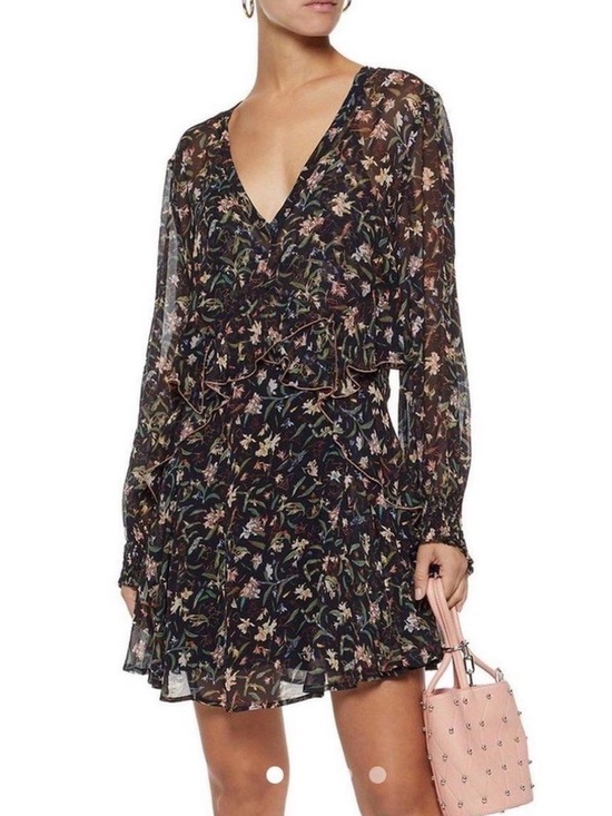 IRO Dresses & Skirts - IRO Black Floral Sheer Tie-Front Blouse